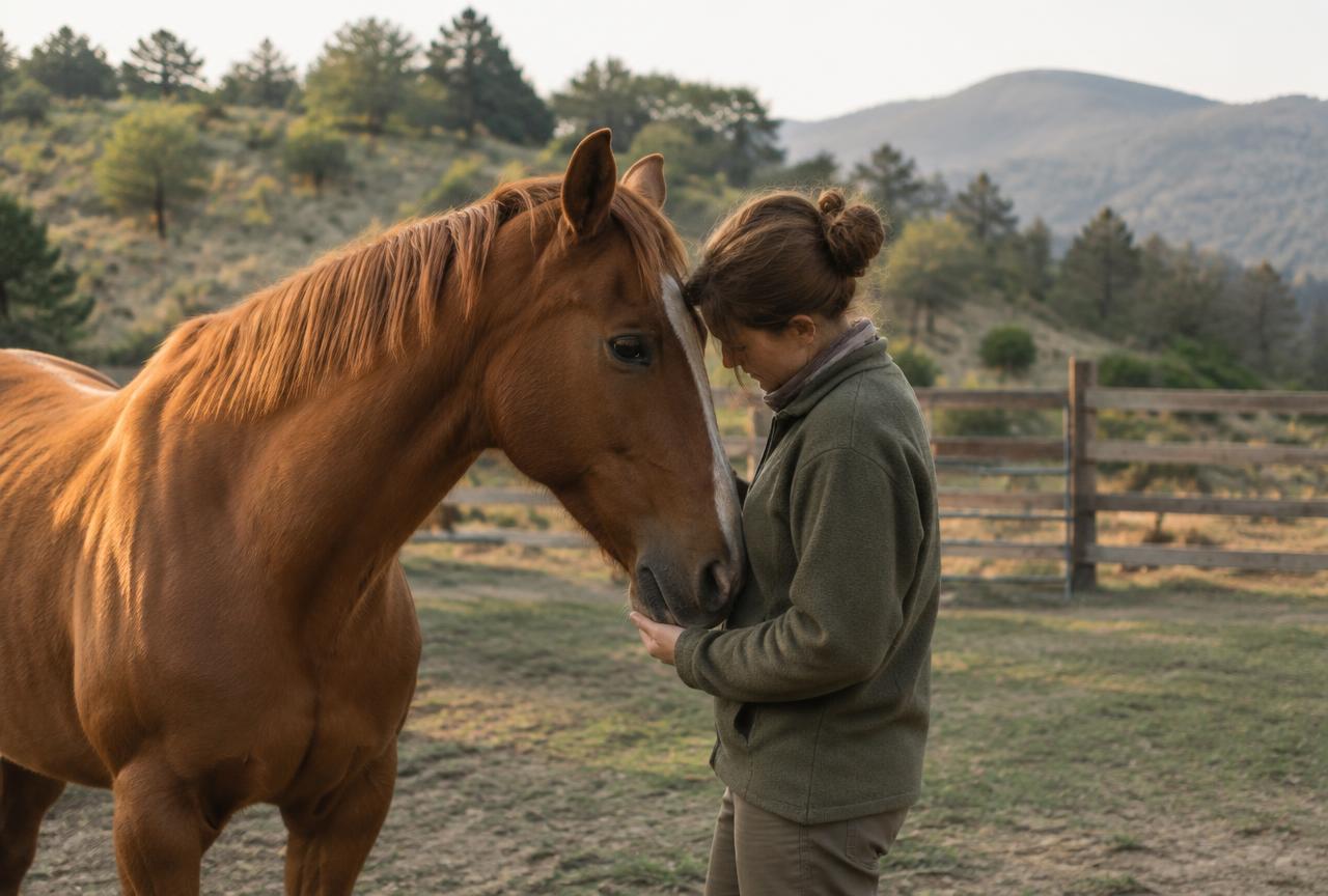 A peaceful moment with a horse